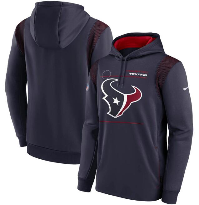 Men's Houston Texans 2021 Navy Sideline Logo Performance Pullover Hoodie Men's Houston Texans 2021 Navy Sideline Logo Performance Pullover Hoodie